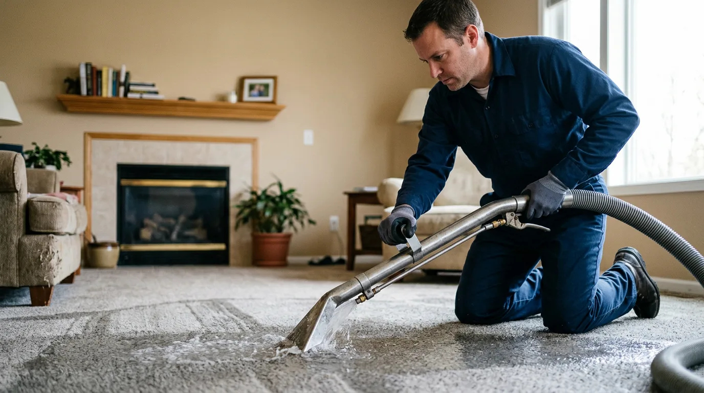 Water damage restoration technician working near Hiland, WY